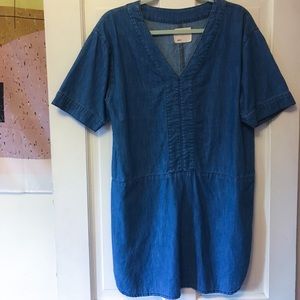 ASOS Vintage Light Wash Denim V Neck T Shirt Dress